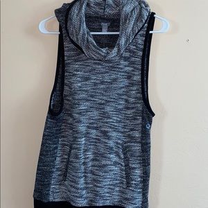 AERIE Gray and Black Sleeveless Hoodie; NWT